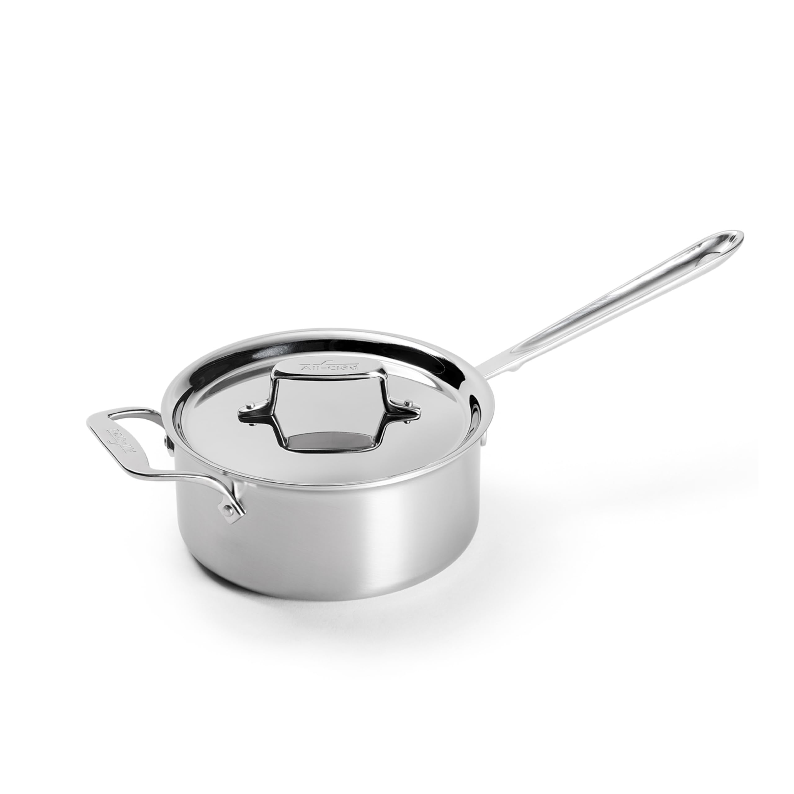 All-Clad D5 5-Ply Brushed Stainless Steel Sauce Pan 1.5 Quart Induction Oven Broiler Safe 600F Pots and Pans, Cookware Silver