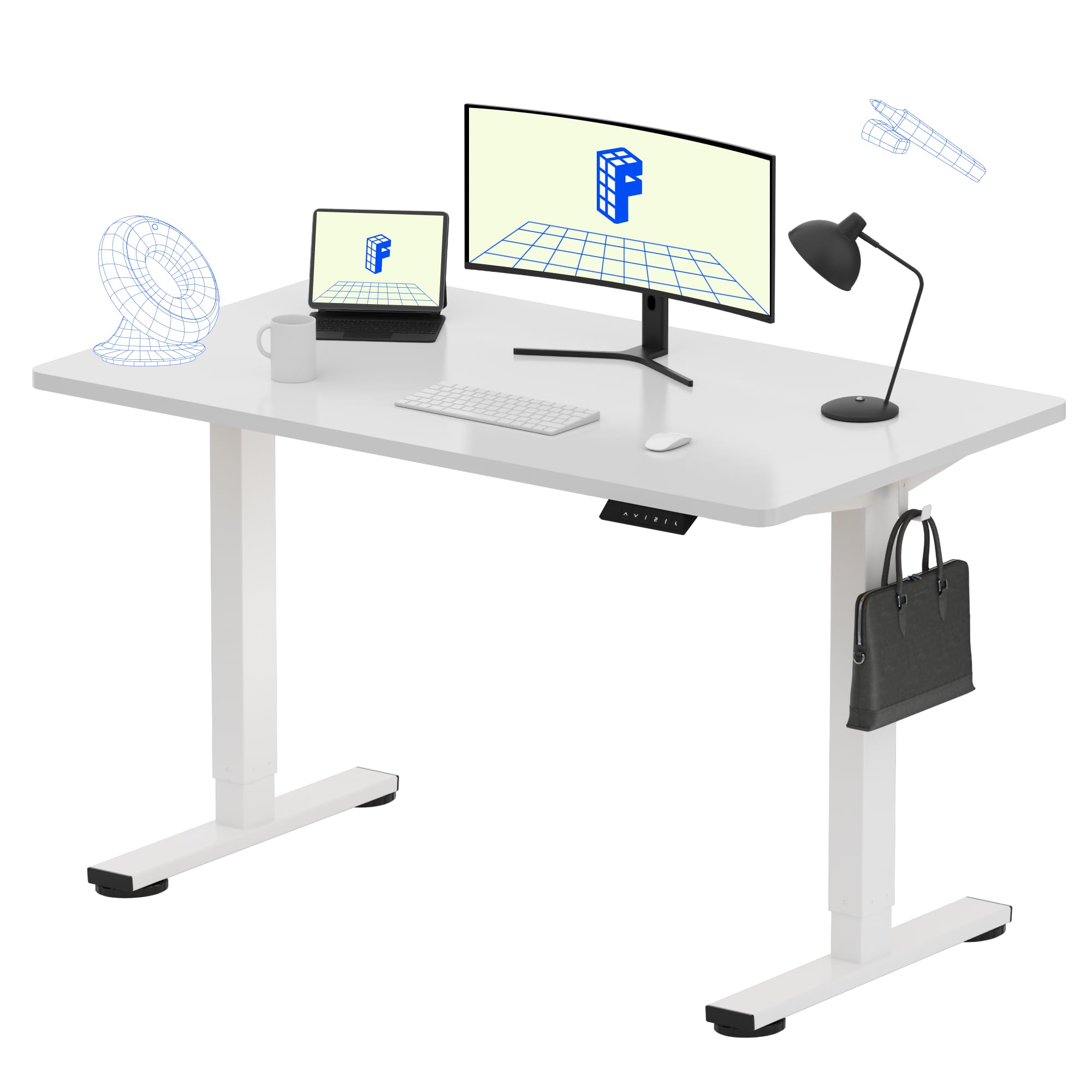 FLEXISPOT EN1 One-Piece Standing Desk, Electric Adjustable with 4 Memory Presets, 176 LBS Capacity, Stable & Quiet, Seamless Desktop for Home Office & Dual Monitors, 40"x24" Black