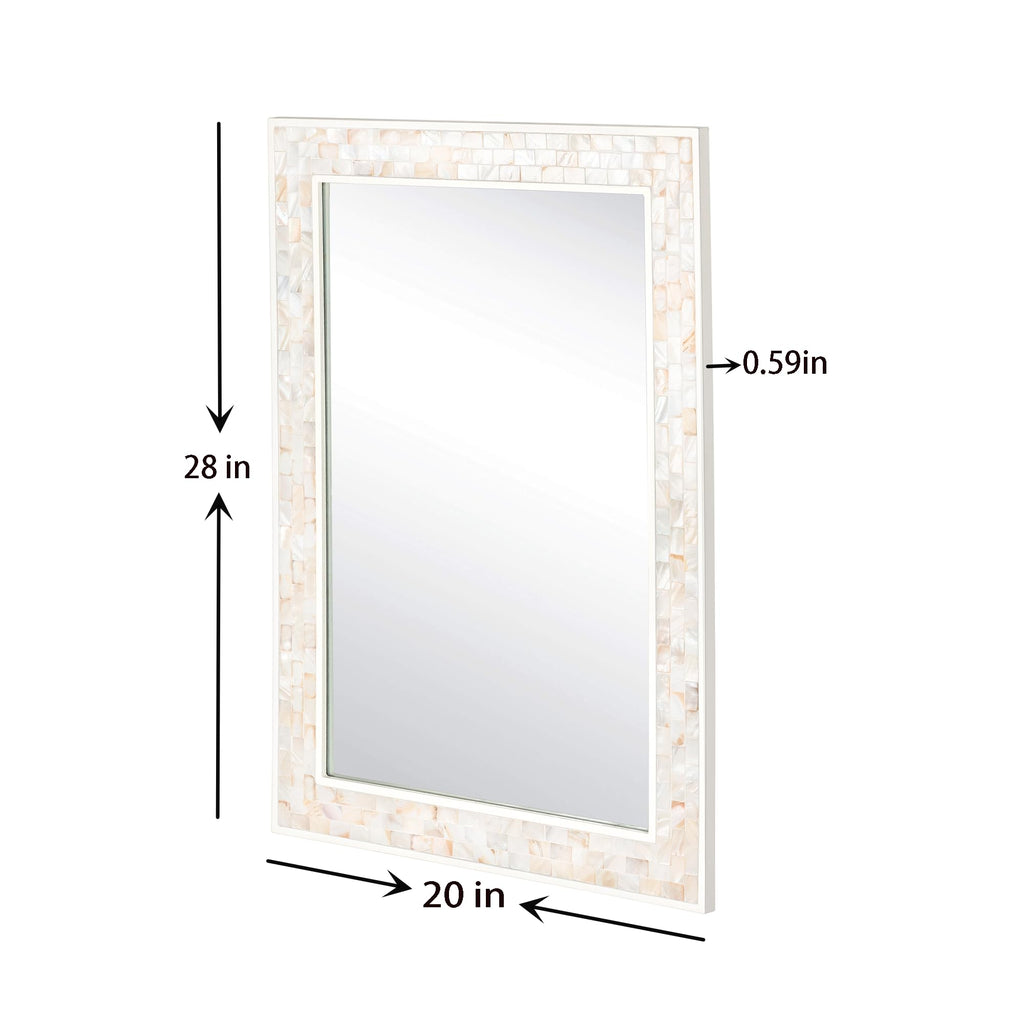 Tanmicoshomy Round Wall Mirror 24 Inch,Circle Mosaic Mirror with Natural Mother of Pearl and Wood Frame, Decorative Coastal Round Wall Mirror for Bathroom Bedroom Living Room Entryway