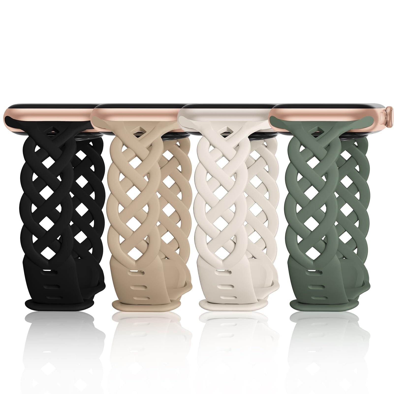 Slim Silicone Bands Compatible with Apple Watch Band 40mm 38mm 41mm 44mm 45mm 46mm 49mm 42mm Women Floral Breathable Braided Lace Thin Sport Strap Replacement Wristbands iWatch SE Series 11 10 9 8 7 6 5 4 3 ultra 2