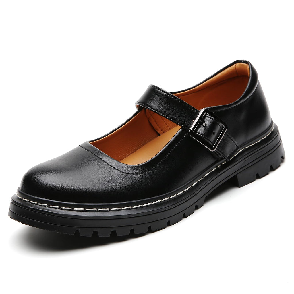 Mary Jane Shoes Women Platform Non-Slip Classics Round Toe Ankle Strap Comfort Casual Oxford Dress Work Mary Jane Flat Shoes
