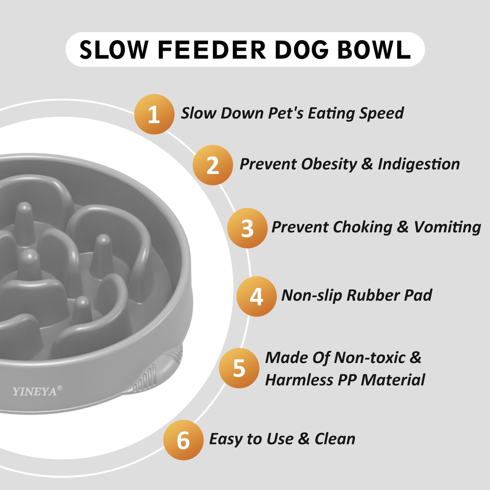 YINEYA 2PCS Anti-Choking Slow Feeder Dog Bowls Small Size Dog, Slow Feeder Cat Bowl, Supplies and Puzzle for Pet