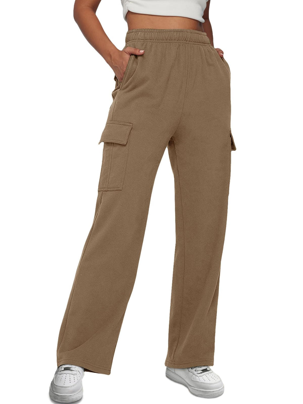 AUTOMET Womens Cargo Sweatpants Baggy Fleece High Waisted Joggers Sweat Pants Athletic Pants