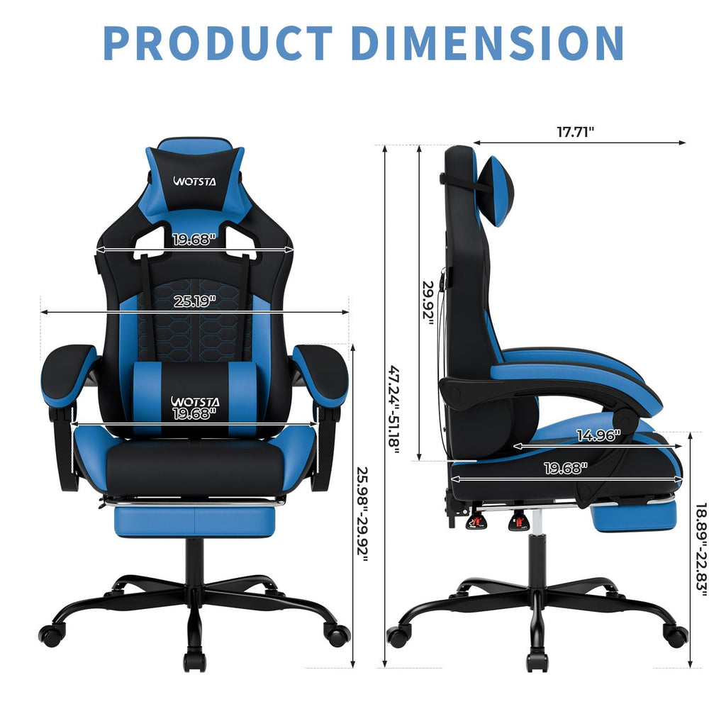 Gaming Chair with Footrest,High Back with Massage Reclining Computer Chair， Big and Tall Racing Gaming Chair Ergonomic Game Chair for Adults PVC Leather (Red)