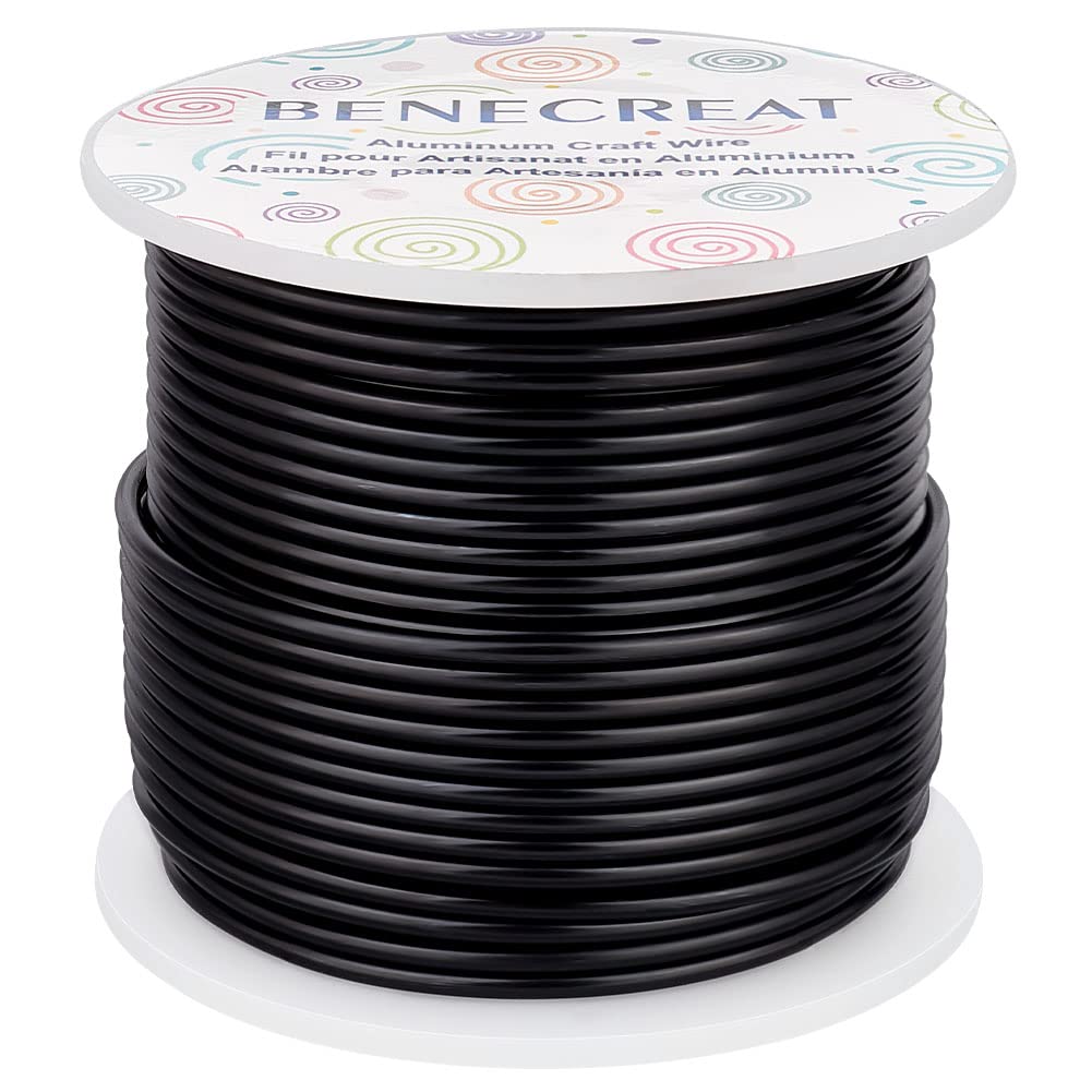 BENECREAT 9 Gauge Jewelry Craft Aluminum Wire 55 Feet Bendable Metal Sculpting Wire for Halloween Craft Floral Model Skeleton Making (Black, 3mm)