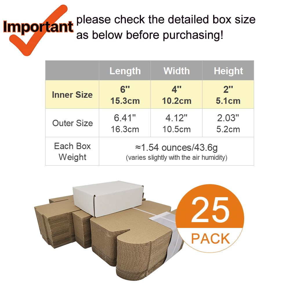 4x4x1'' Small Shipping Boxes 25 Pack, Corrugated Cardboard Mailers for Business, Black (CM441B25)