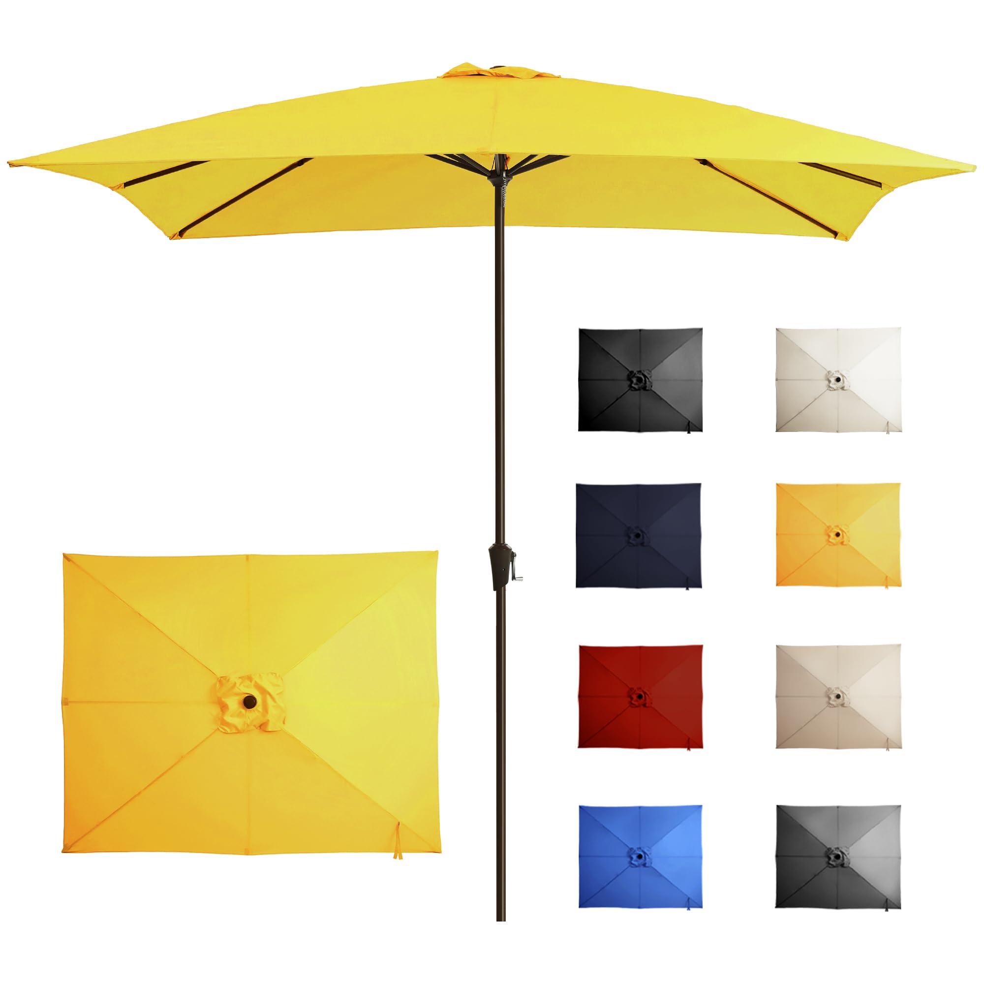 Ayge 6.5x10FT Rectangular Patio Umbrella Outdoor Table Umbrella w/Push Button Tilt & Crank Rectangle Market Umbrella UV Protection for Garden,Deck,Lawn,Yard & Pool,Beige