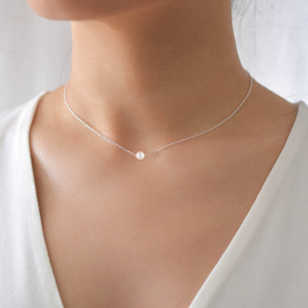 Pearl Necklaces for Women,14K Real Gold Plated Dainty Cute Pearl Necklace for Women Handmade Pearl Chain Necklace Everyday Jewelry Gift