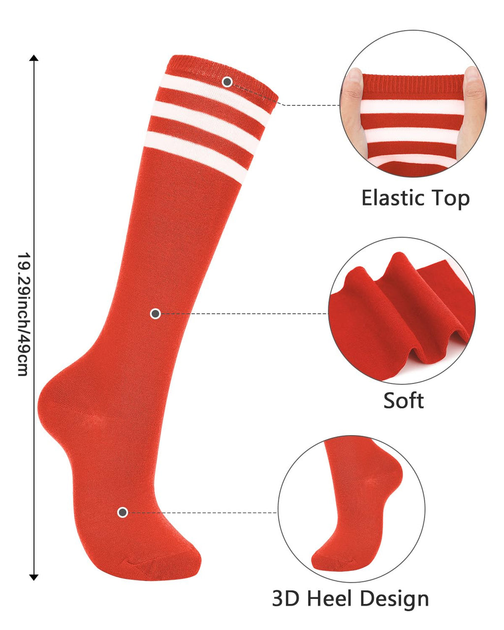 Century Star Knee High Striped Socks for Women - Long Thin Tube Sports Thigh High Socks Tall Stockings