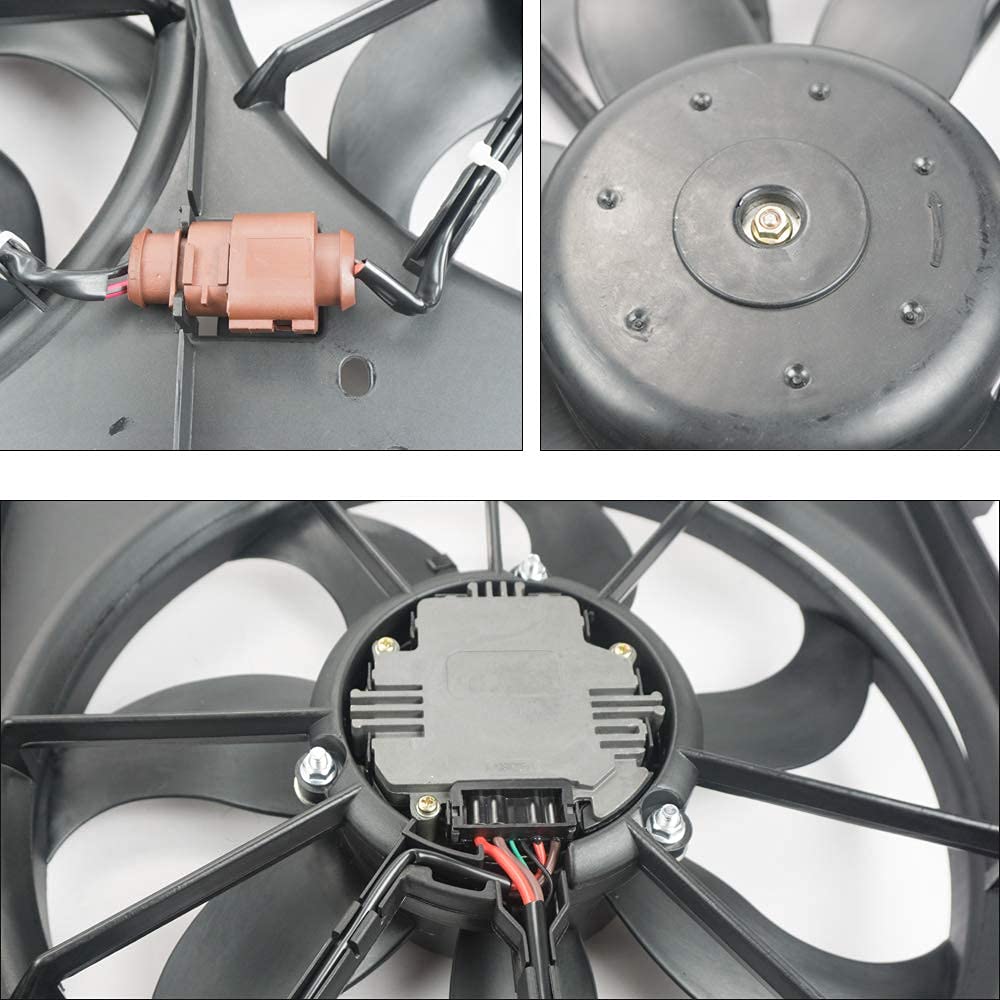 VW102 Replacement Dual Radiator & Condenser Cooling Fan Assembly for Volkswagen Jetta 2.0L VW Tiguan for Audi A3 TT