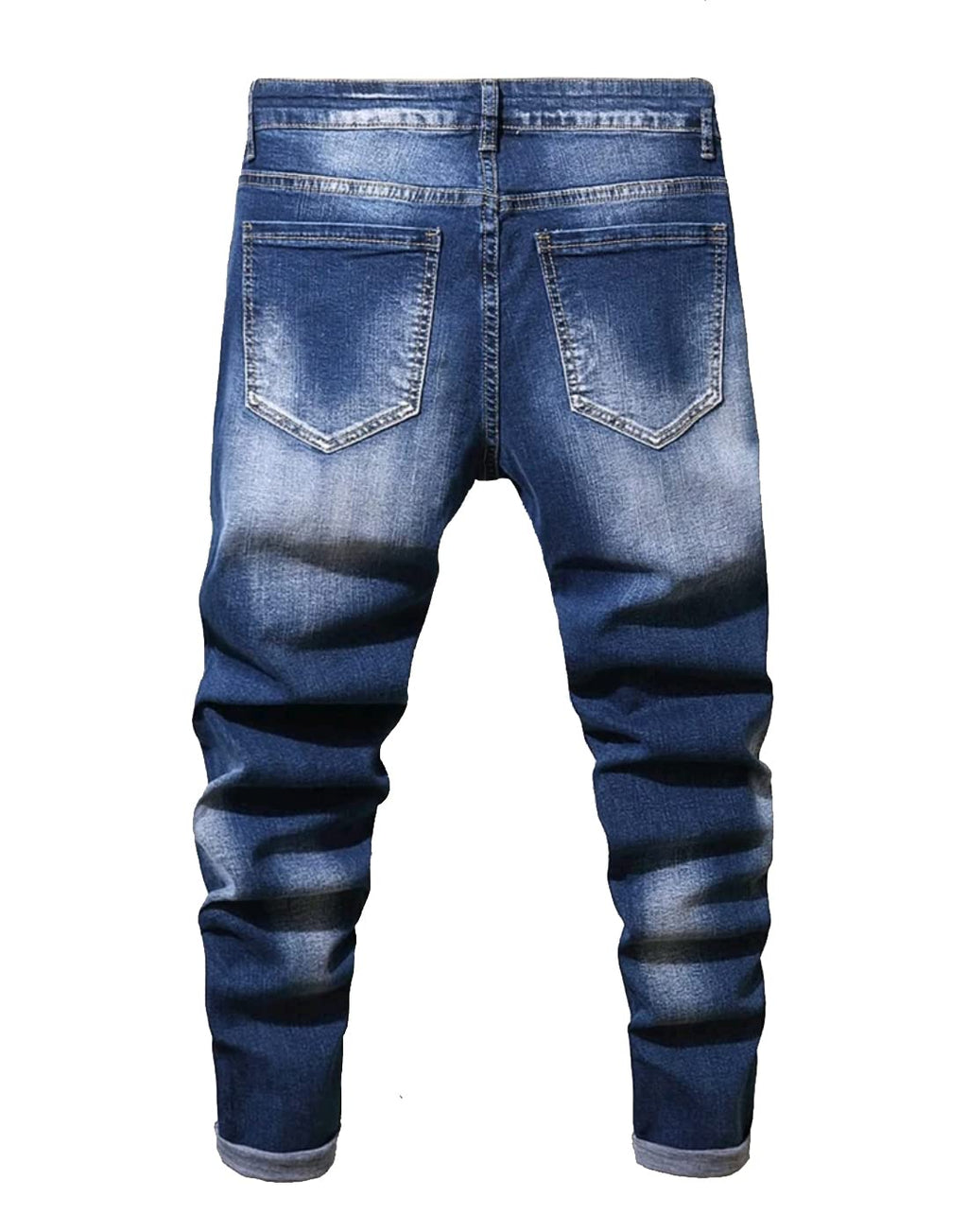 Boy's Skinny Fit Ripped Destroyed Distressed Stretch Slim Jeans Pants