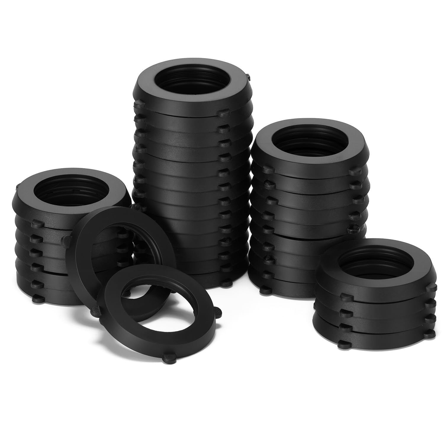 SmoTecQ 30 Pack Garden Hose Washers with Self-Locking Tabs - Heavy Duty Rubber Seals for 3/4" Hose Fittings, Stay-in-Place Design Prevents Falling Out & Leaks, Black