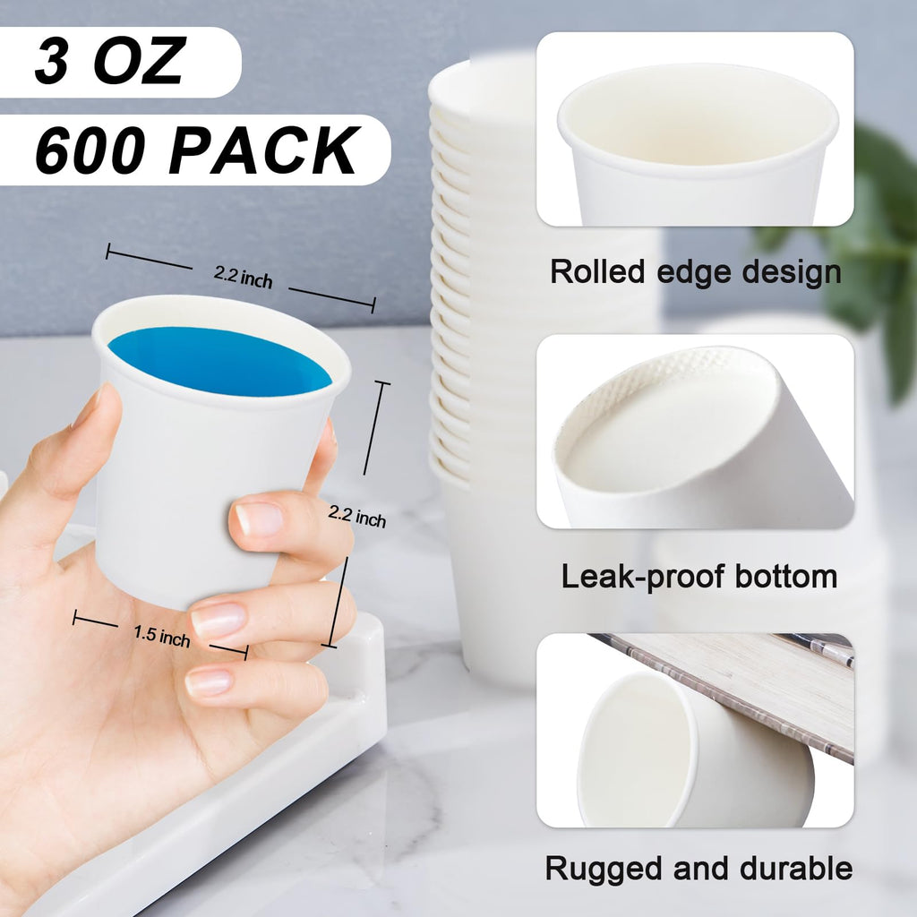SIUQ 1200 Pack 3 oz Paper Cups, Small Disposable Bathroom Mouthwash Cups, Mini White Paper Espresso Cups 3 Ounce for Parties, Bathroom, Picnics, Travel and Events