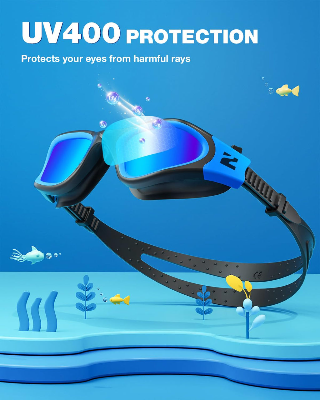 ZIONOR Kids Swim Goggles, G1MINI SE No Leak Anti-Fog Goggles for Kids 6-14, Soft Silicone Comfort Fit, Easy Adjust Strap