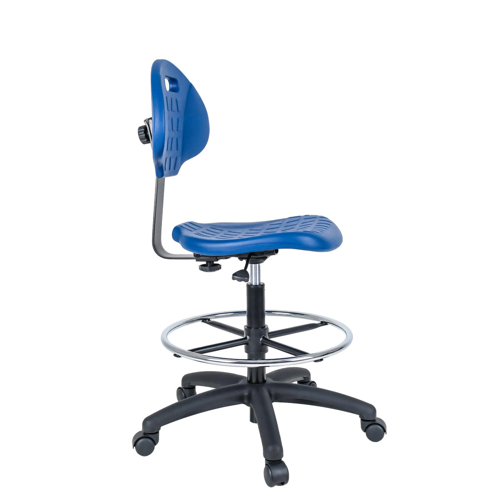 Chair Master-Heavy Duty Ergonomic Drafting Stool Black-Easy to Clean-Largest (20") Adj. Footring and Base (26") on the Market. Seat Ht Range (23"-33"). for Home, Auto, Lab, Cleanroom. Durable.