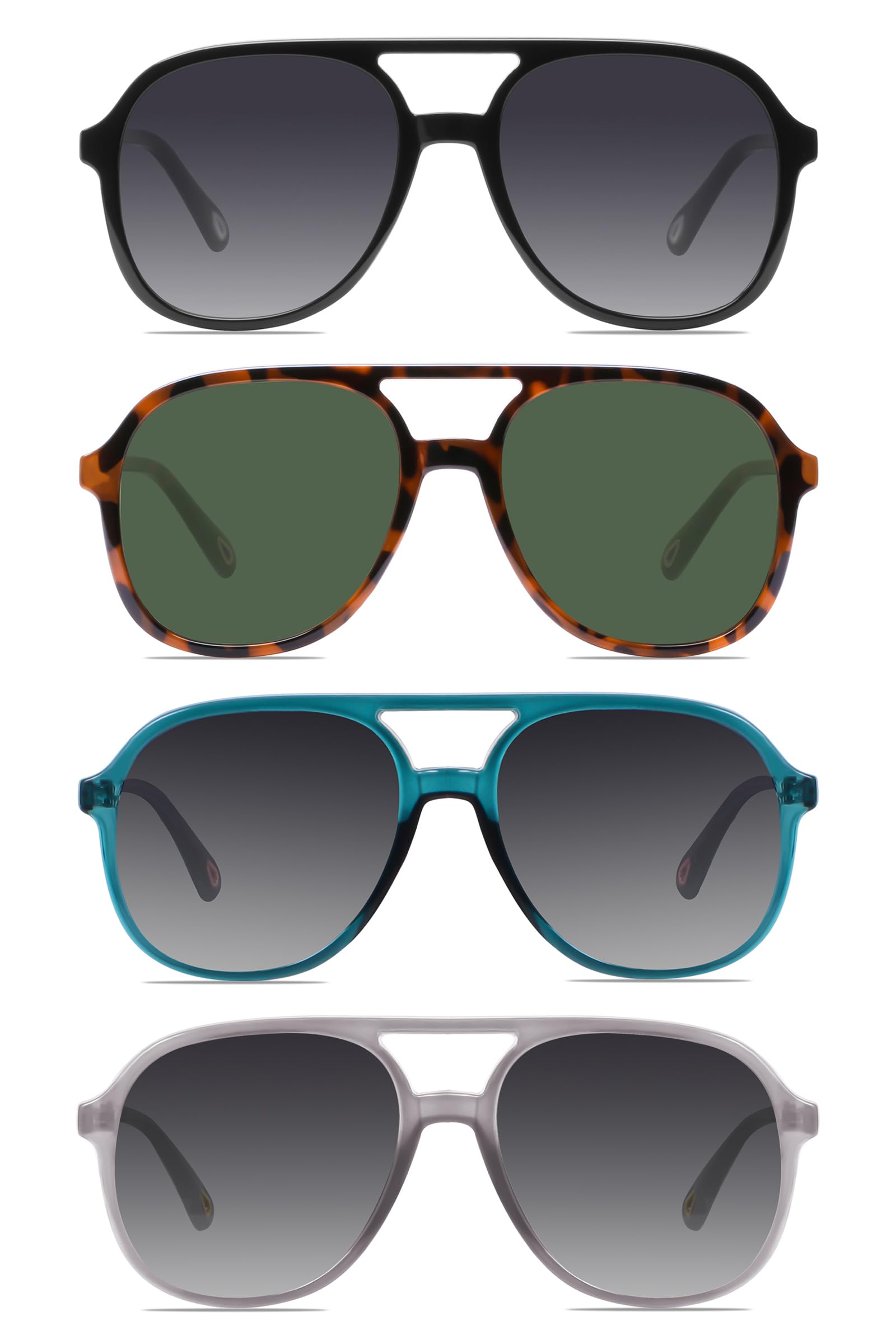 YDAOWKN Retro Square Aviator Sunglasses for Womens Mens Vintage 70s Double Bridge Sun Glasses