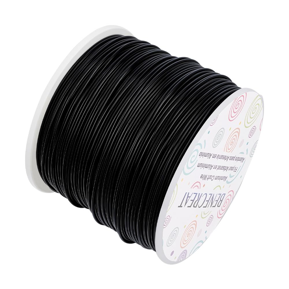 BENECREAT 9 Gauge Jewelry Craft Aluminum Wire 55 Feet Bendable Metal Sculpting Wire for Halloween Craft Floral Model Skeleton Making (Black, 3mm)