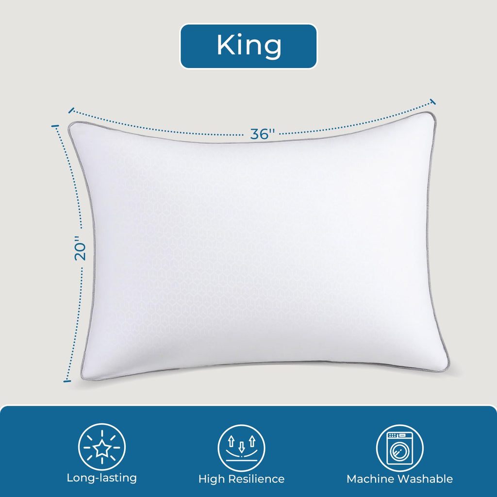 Sasttie Firm Pillows Standard Size Set of 4, Full Size Bed Pillows for Side, Back, and Stomach Sleepers - Oeko-Tex Certified Down Alternative Plump Filling - Hotel Quality and Machine Washable, 4 Pack