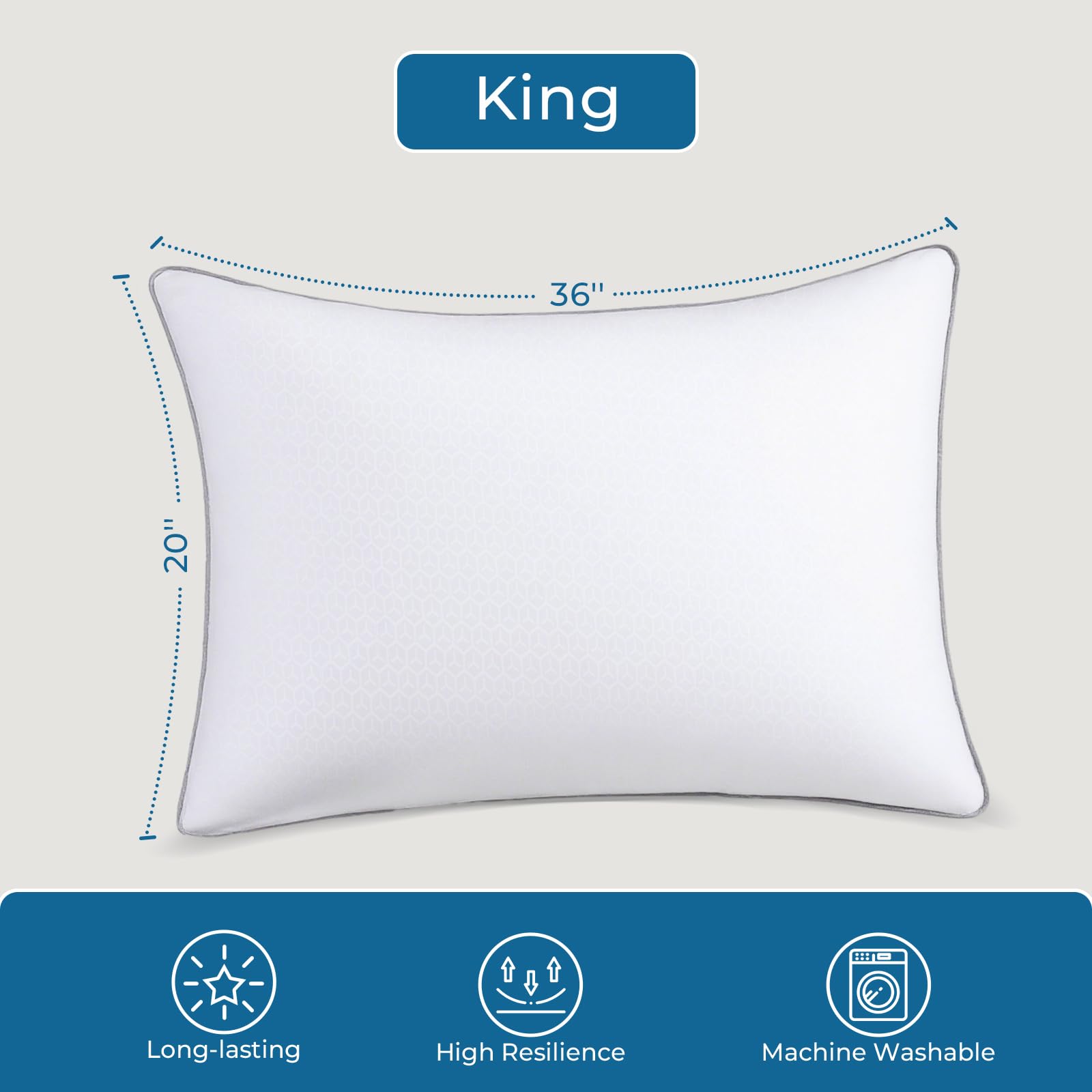 Sasttie Firm Pillows Standard Size Set of 4, Full Size Bed Pillows for Side, Back, and Stomach Sleepers - Oeko-Tex Certified Down Alternative Plump Filling - Hotel Quality and Machine Washable, 4 Pack