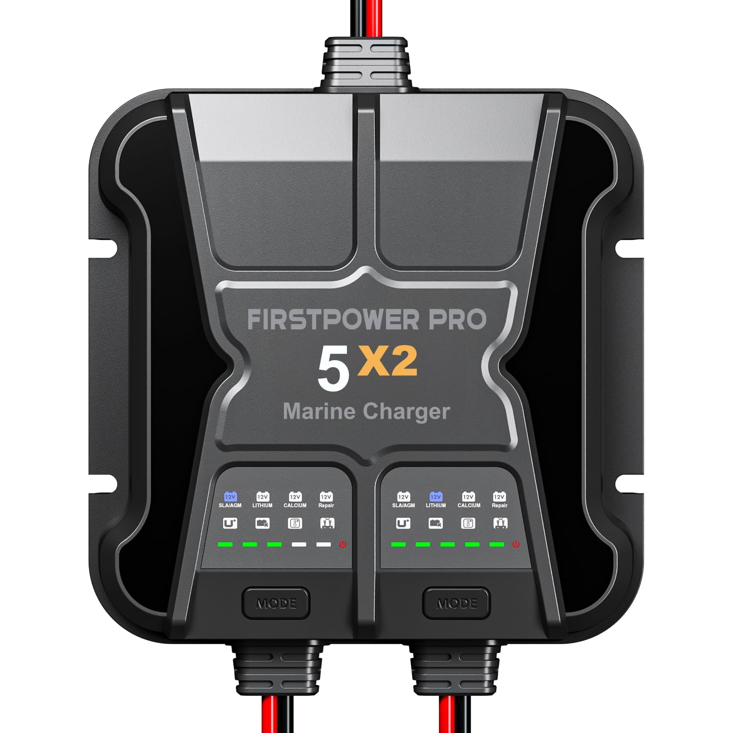 Marine Battery Charger 5X1: 1-Bank, 5A Onboard Battery Charger - 5A Per Bank, 12V Waterproof Boat Batter Charger for SLA/AGM, Lithium, Calcium - Charged 24/7