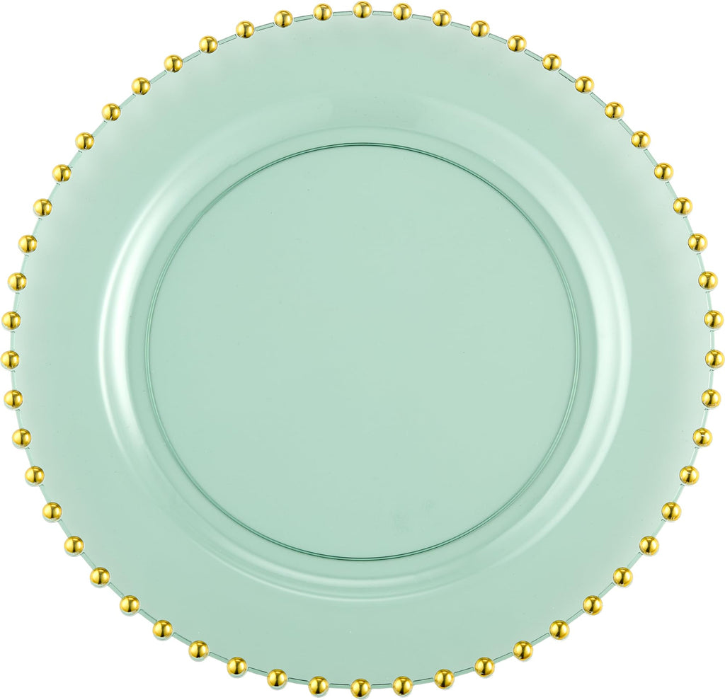 PLASTICPRO 32 Piece Combo Plastic Dinner Plates Disposable Plastic Fancy Heavy Duty Party Dishes 7 inch and 10 inch, Black and Gold Beaded