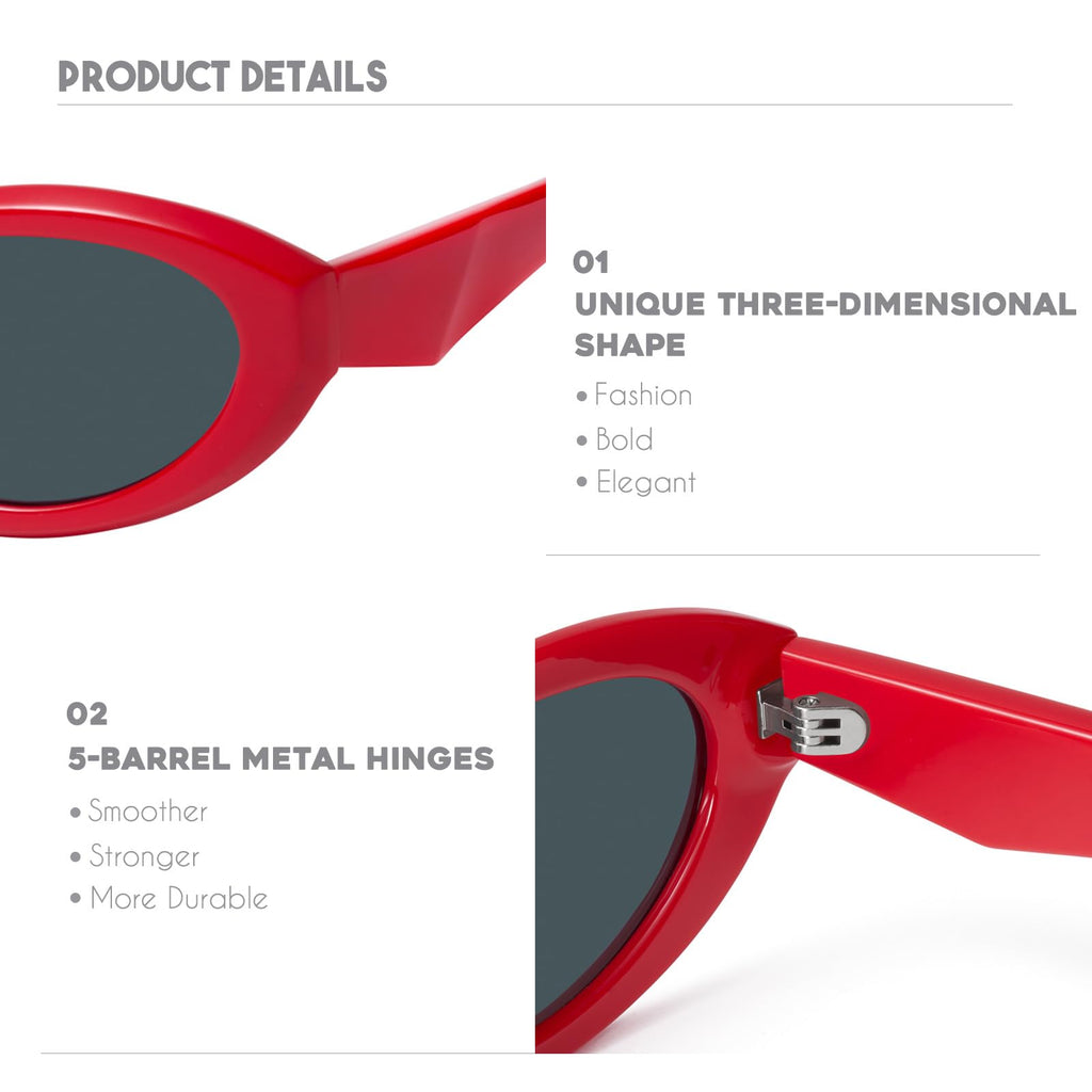 mosanana Oval Cat Eye Sunglasses for Women Retro Y2K Style MS52372