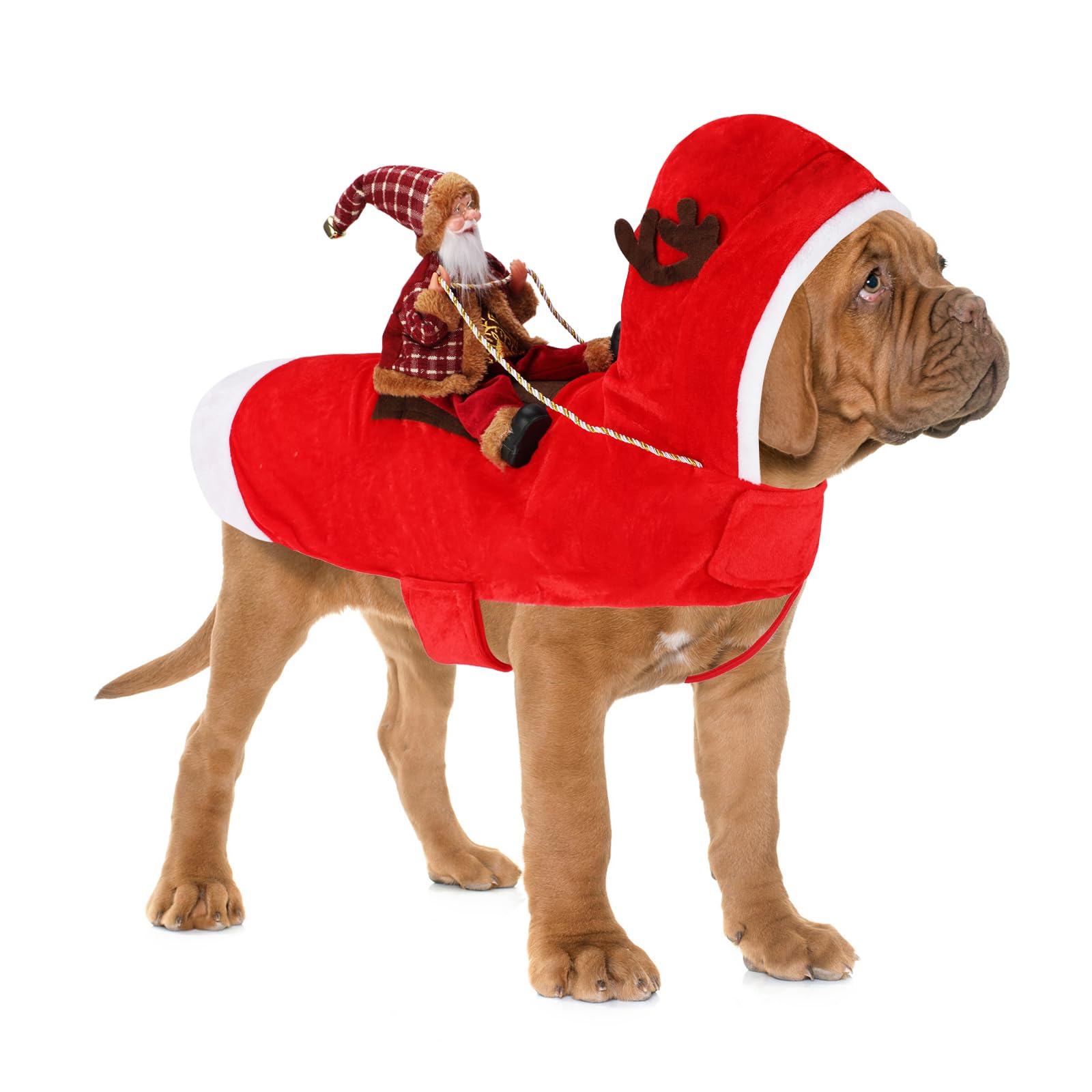 BWOGUE Santa Dog Costume Christmas Pet Clothes Santa Claus Riding Pet Cosplay Costumes Party Dressing up Dogs Cats Outfit for Small Medium Large Dogs Cats
