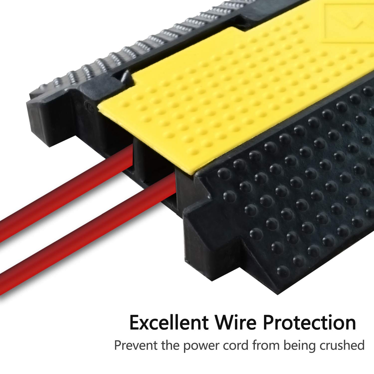 4 Pack Rubber Cable Ramp Hose Cable Protector Ramp 1 Channel 11000Lbs Load Capacity Traffic Speed Bump Wires Power Lines Extension Cord Cover for Indoor Outdoor