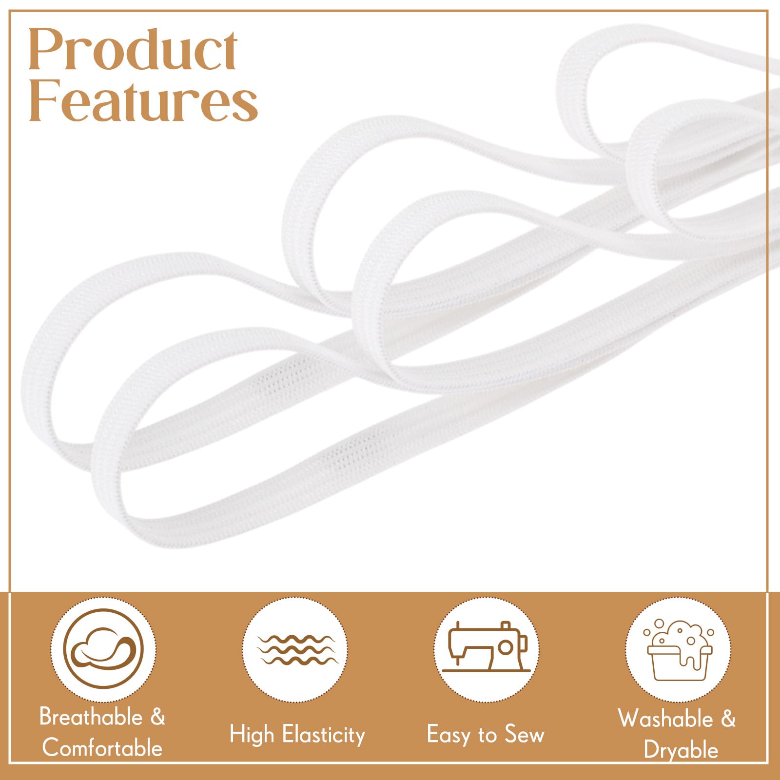 Shappy Elastic for Sewing Knit Elastic Band 1/2 Inch x 11 Yards (Beige)