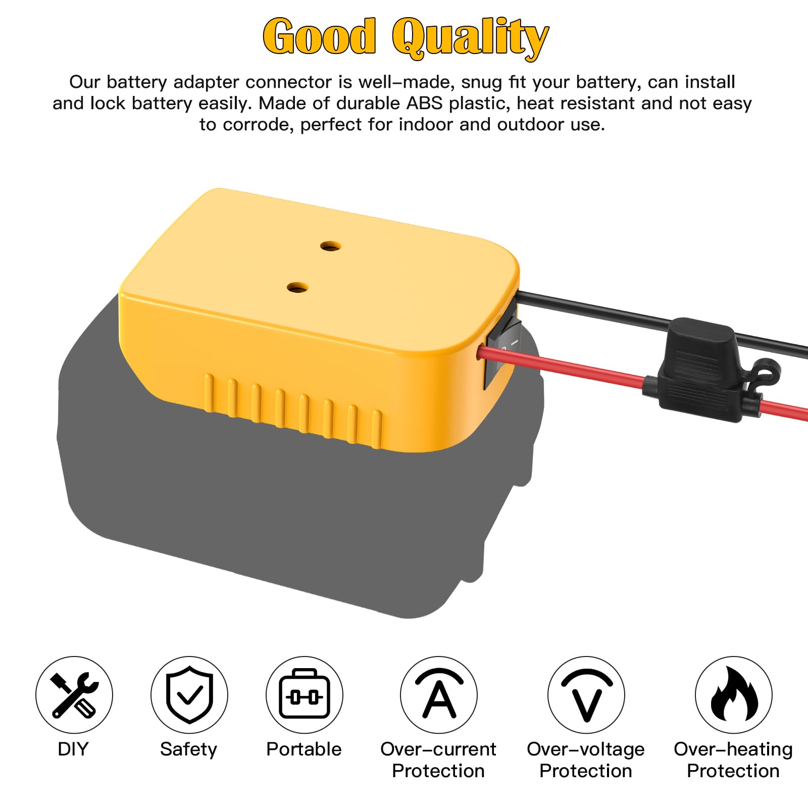 Power Wheels Adapter for Dewalt 20V Battery Adapter Power Wheels Battery Conversion Kit with Switch, Fuse & Wire Terminals, 12AWG Wire, Power Connector for DIY Ride On Truck, RC Car Toys and Robotics