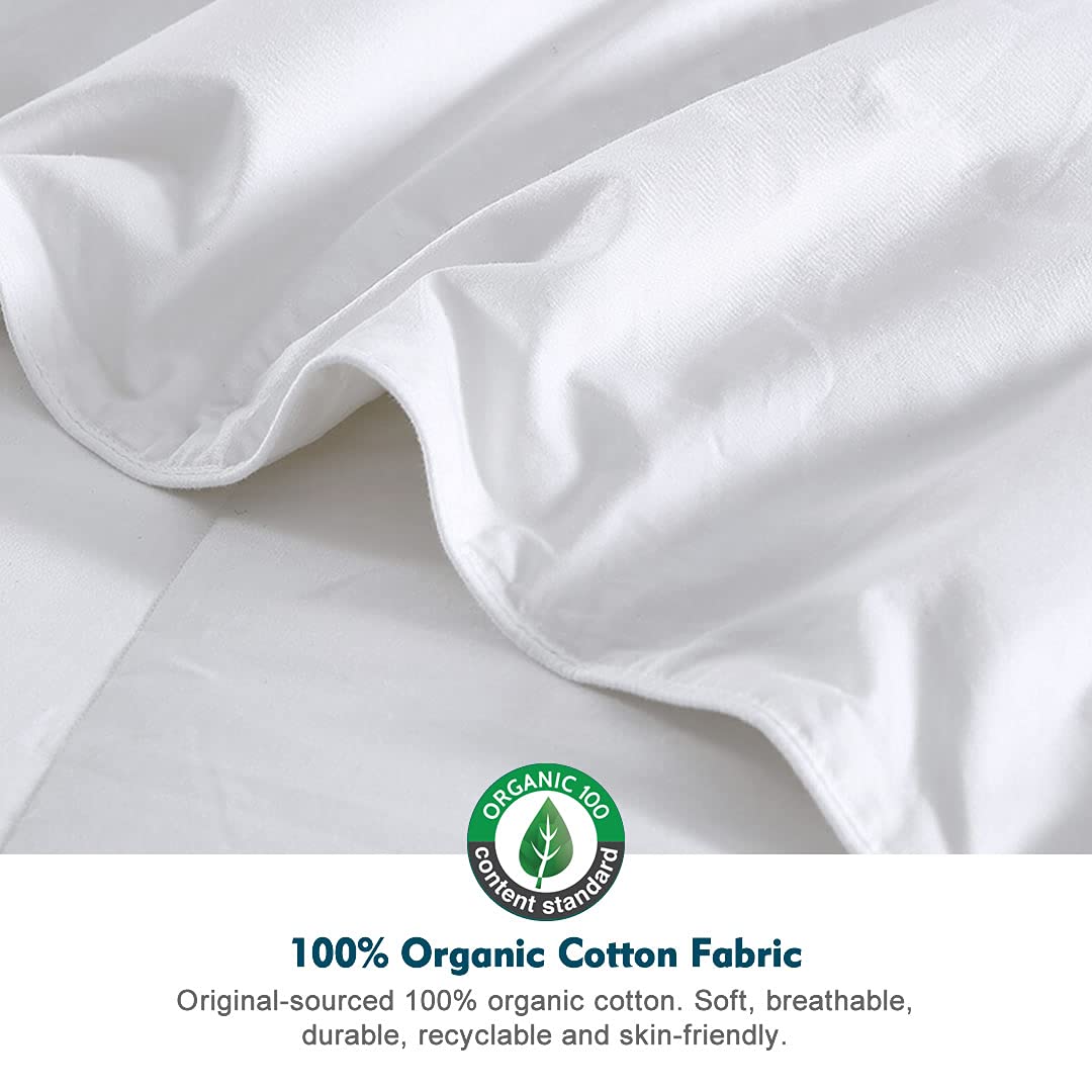 Gray Feathers Down Comforter Twin - 100% Organic Cotton, Medium Warm All Seasons Machine Washable Duvet Insert with Tabs (68x90, Mirage Grey)