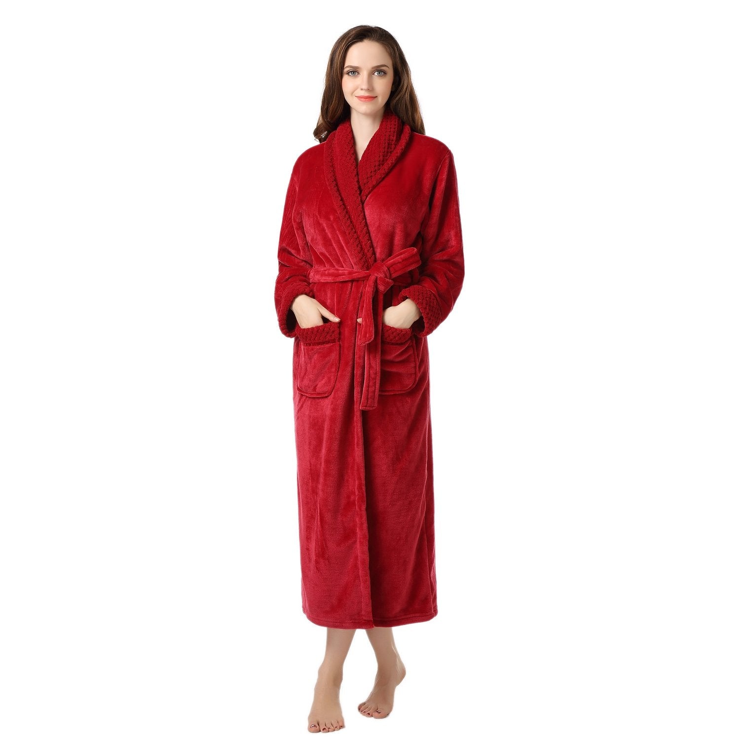 Richie House Women's Plush Soft Warm Fleece Bathrobe Robe RH1591