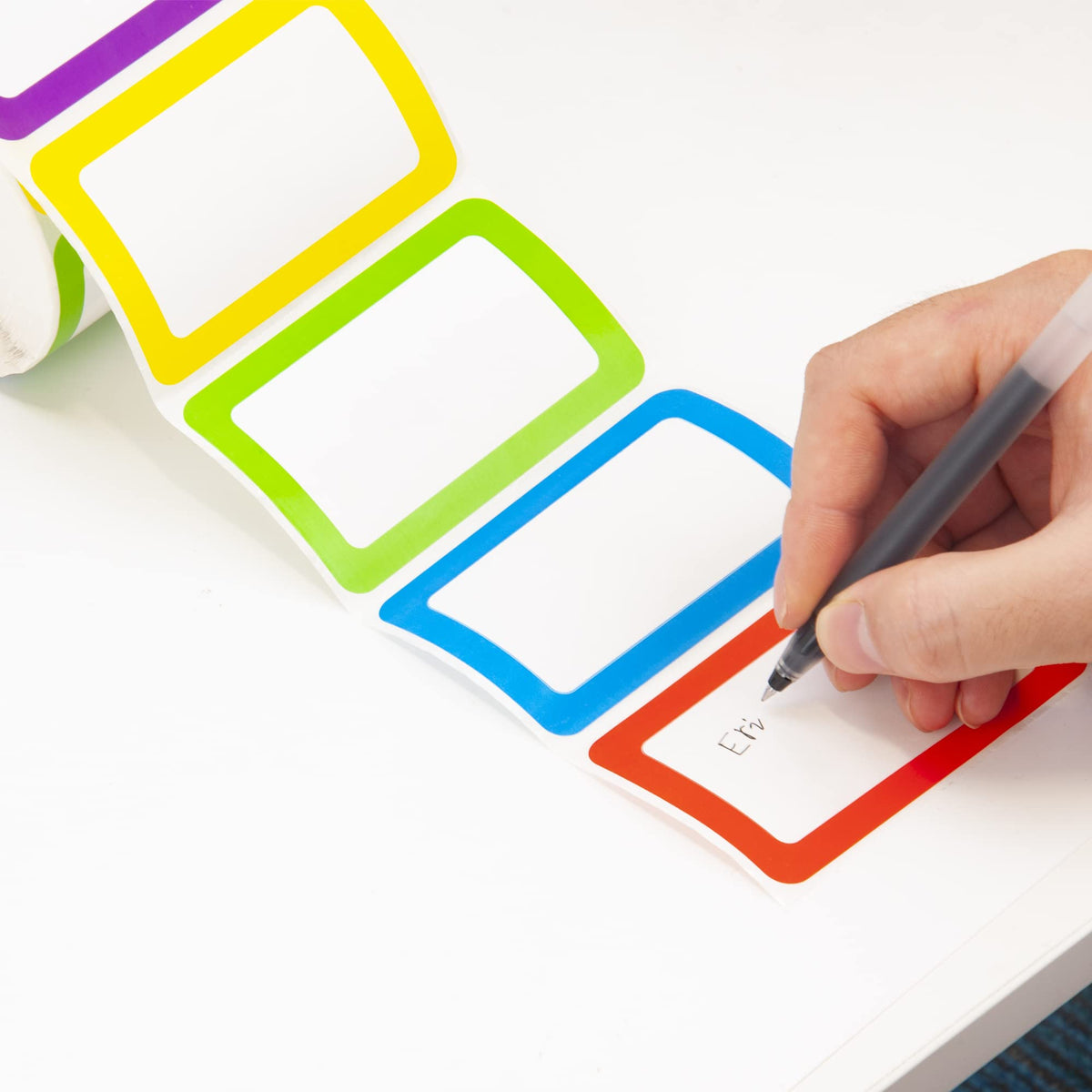 L LIKED 250 Stickers - 3.5" x 2.25"Colors Plain Name tag Labels with Perforated Line for School Office Home (Star - 250 Labels)