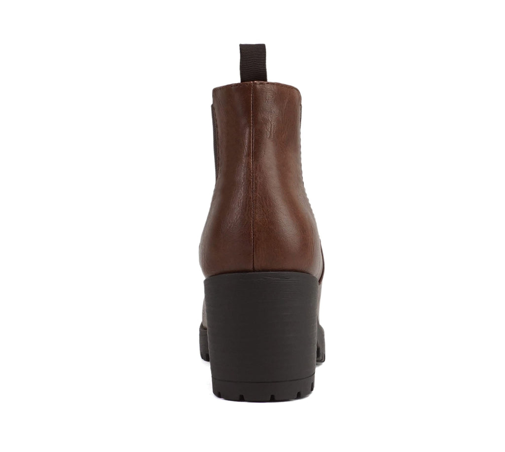 Soda Top Shoes Jaber Ankle Boot W Lug Sole Elastic Gore and Chunky Heel