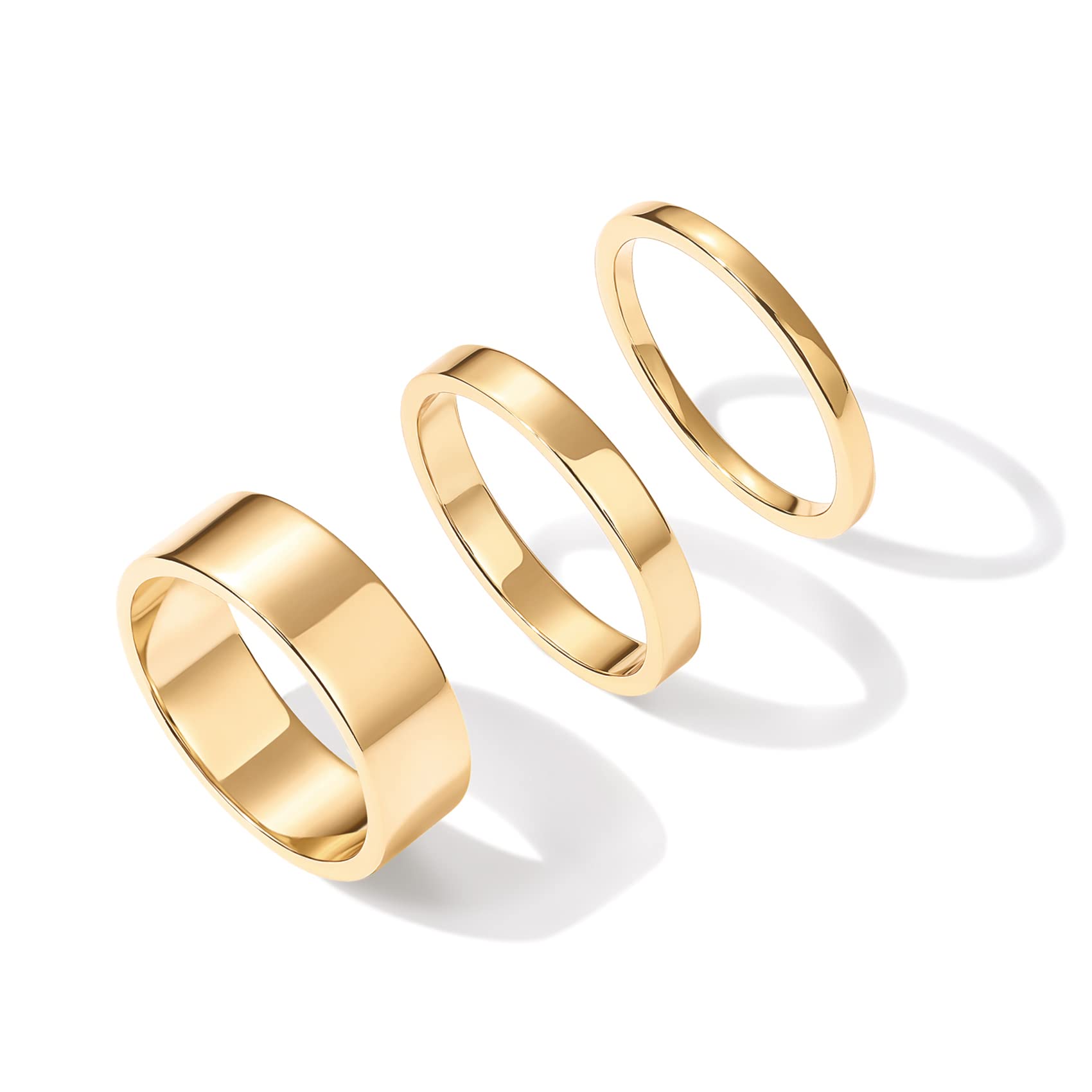 PAVOI 18K Gold Plated 3 Rings Set | Gold Stacking Rings for Women | Stacking Ring Set