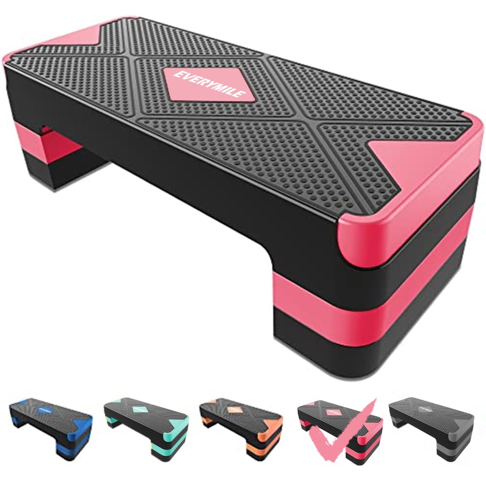 Aerobic Exercise Step, Adjustable Aerobic Stepper for Exercise, Workout Step Platform, Step Up Box, 26.5" Step Deck with 4” 6” 8” Adjustable Height Risers, Women Home Gym Fitness