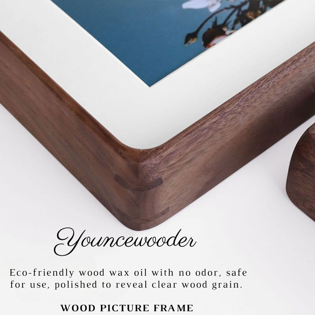 Mini Wood Picture Frame,Small Picture Frames 2x3 with Tiny Mat | Cute Polaroid Picture Frame,Teak Solid Natural Wood Tiny Photo Frame, Tabletop and Wall Mounting