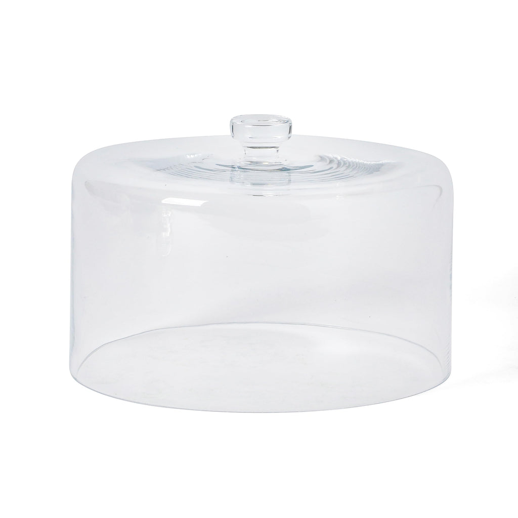 Martha Stewart Watercrest Glass Cake Stand, 10.2 Inch Footed Pedestal Cake Plate with Scalloped Ruffled Edge, Clear Handmade Glassware for Weddings, Parties, and Dessert Display