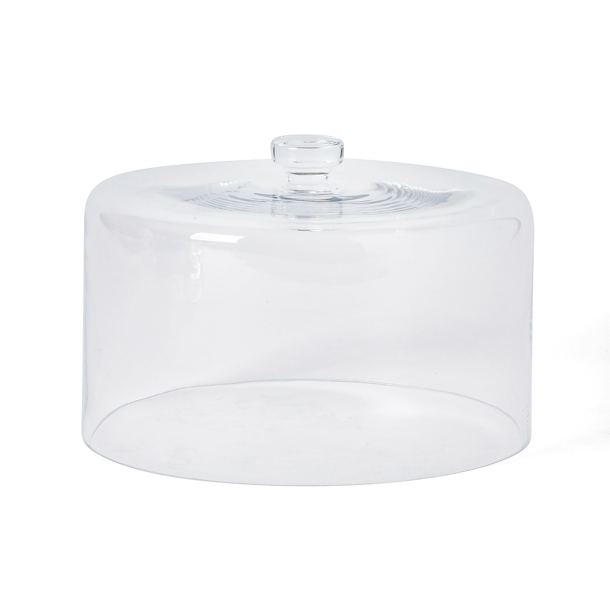 Martha Stewart Watercrest Glass Cake Stand, 10.2 Inch Footed Pedestal Cake Plate with Scalloped Ruffled Edge, Clear Handmade Glassware for Weddings, Parties, and Dessert Display