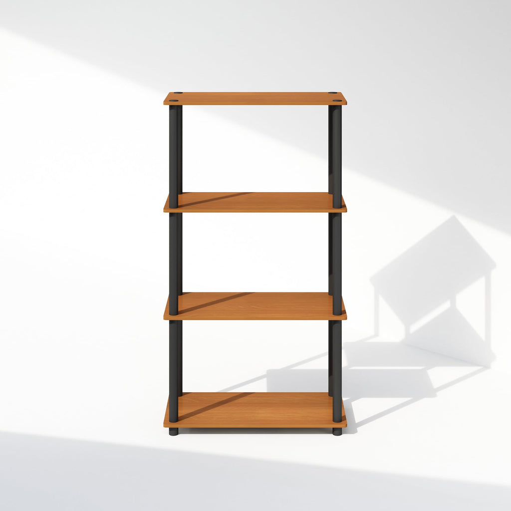 Furinno Turn-N-Tube Book Shelf, 4-Tier Bookshelf, Bookcase with Multipurpose Compact Display Rack, 11.6 x 23.6 x 43.2, for Living Room, Bedroom, Home Office, Americano/Black
