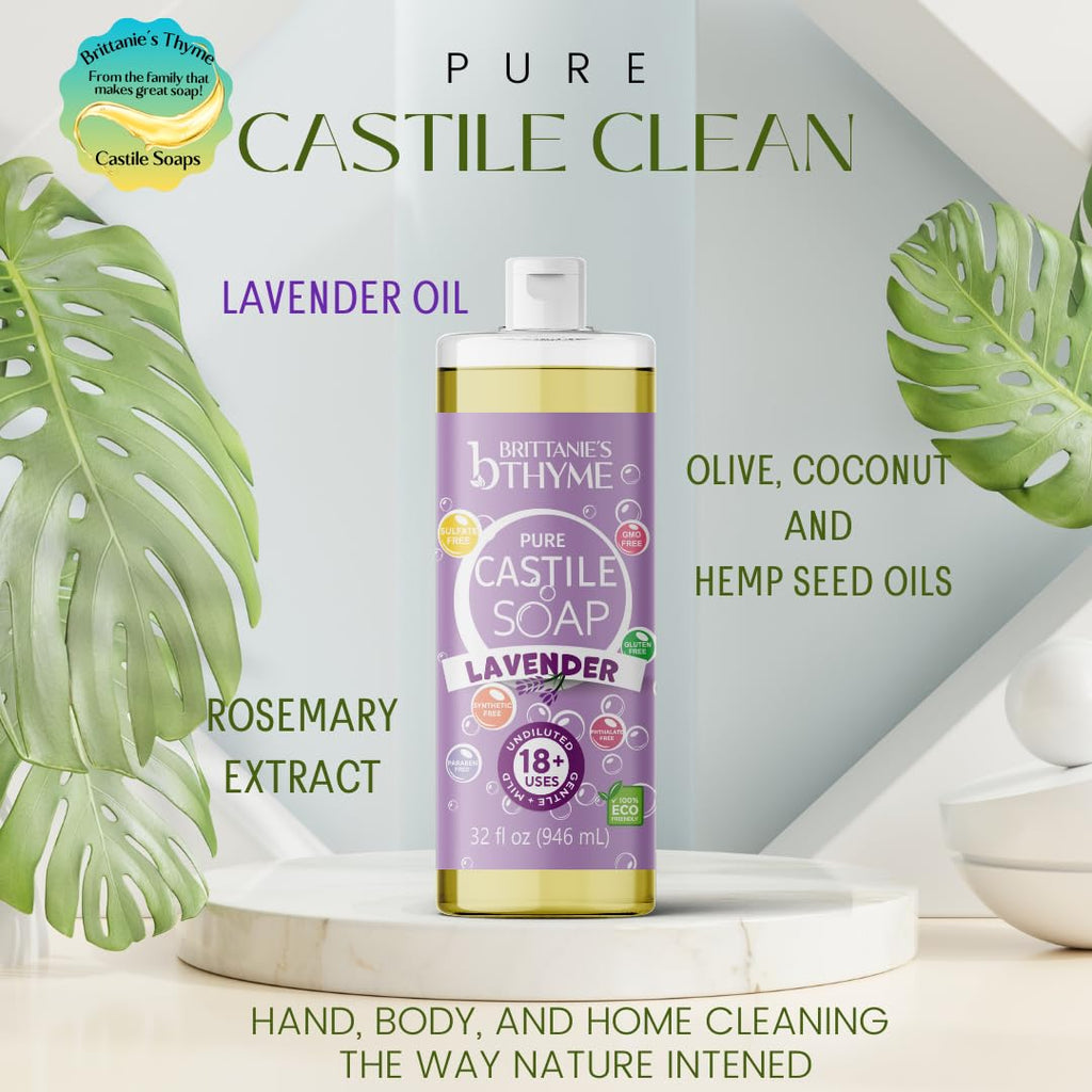 Brittanie’s Pure Castile Liquid Soap Refill, Bergamot Lime, 12 Ounce | Dish Soap, Hair & Body, Home, Gentle and Pure, Made with Natural Luxurious Oils, Vegan & Gluten Free Non-GMO