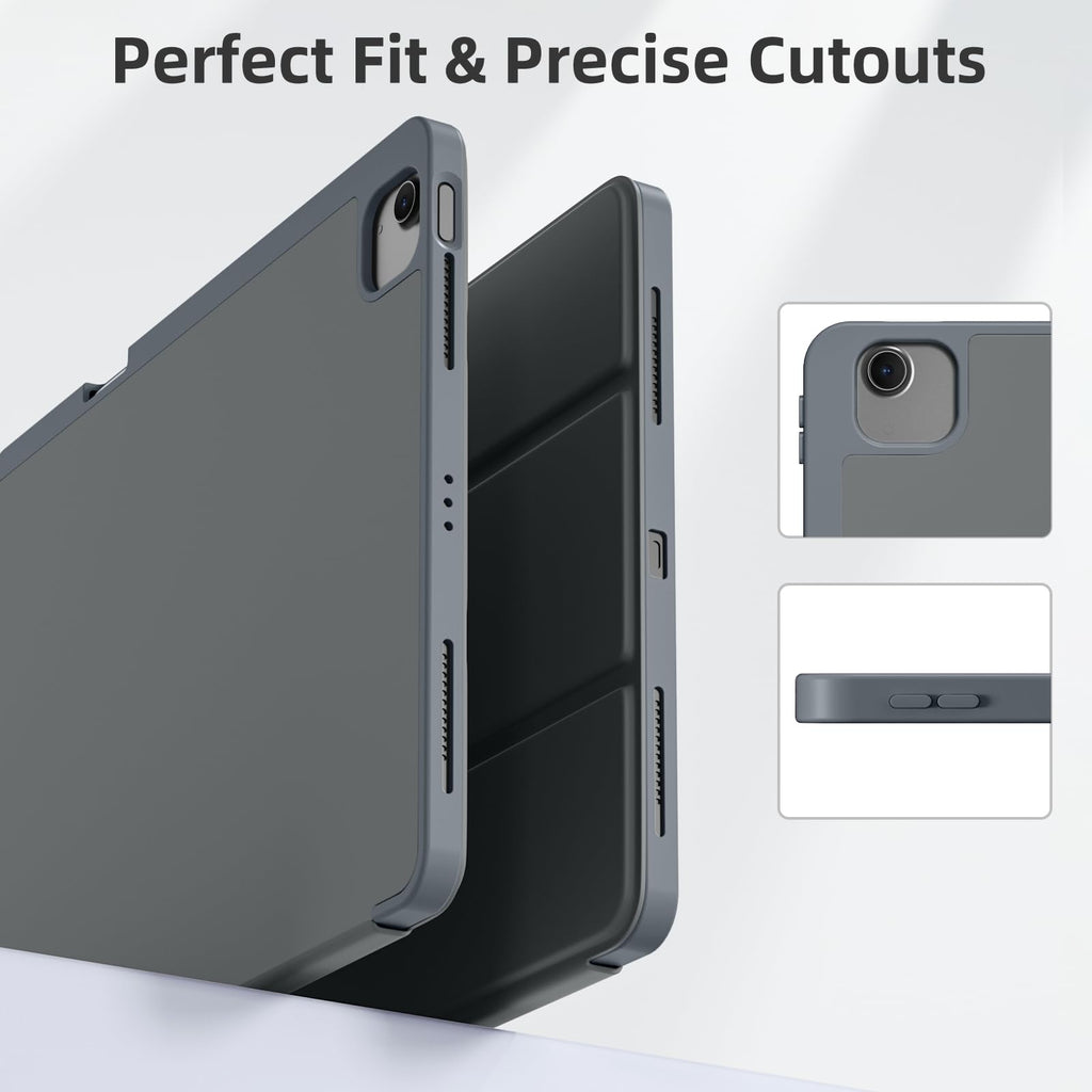 Akkerds Compatible for iPad Air 13 Inch Case (M4/M3/M2) 2026/2025/2024 with Pencil Holder, Trifold Stand Protective Cover/Soft TPU Back for iPad Air 13 Case, Supports Touch ID, Auto Wake/Sleep, Black