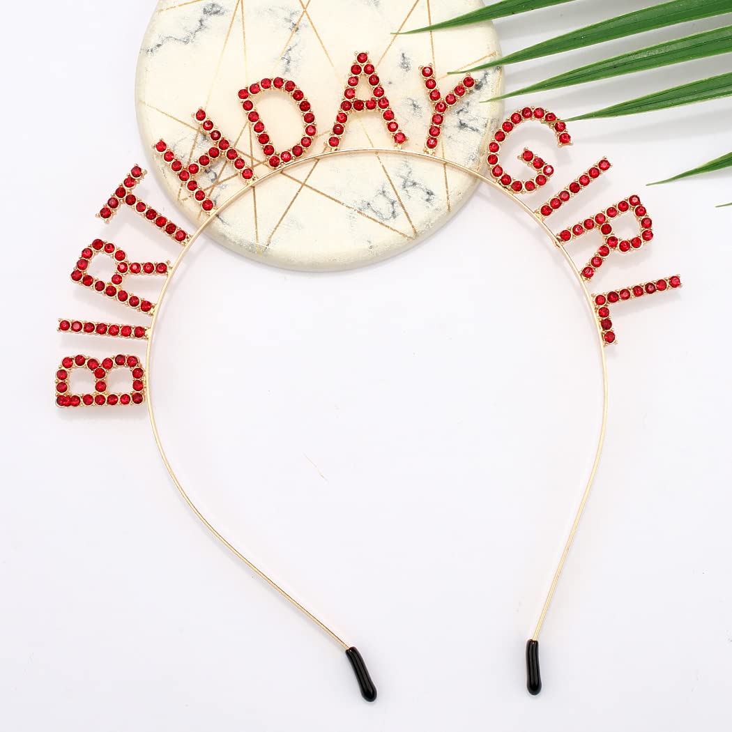 AOPRIE Birthday Girl Headband - Baroque Tiara for Women & Girls, Princess Crown Rhinestone Accessory