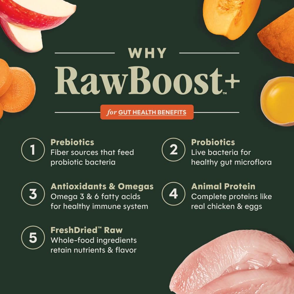 Instinct RawBoost Gut Health, Natural Dry Dog Food with Freeze-Dried Pieces, High Protein, Grain-Free Recipe - Real Chicken, 3.5 lb. Bag