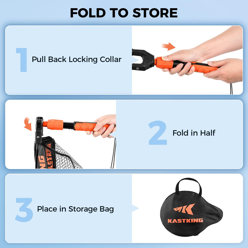 KastKing Titanet Fishing Net, Durable Aluminum Handle, Non-Slip Hi-Vis Grip, Compact Bag & Lanyard, Ideal for Kayak, Lake, Fly, or River Fishing, 2 Net Options