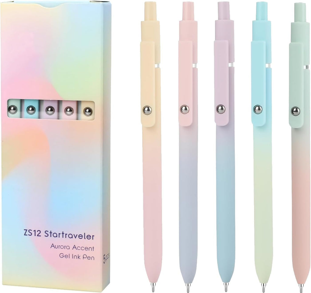 Vanhench 10Pcs Gel Pens, Black Ink Cute Pens for Trendy Stuff, Happy Birthday Gift Basket, Aesthetic Office Supplies (10PCS Gradient)