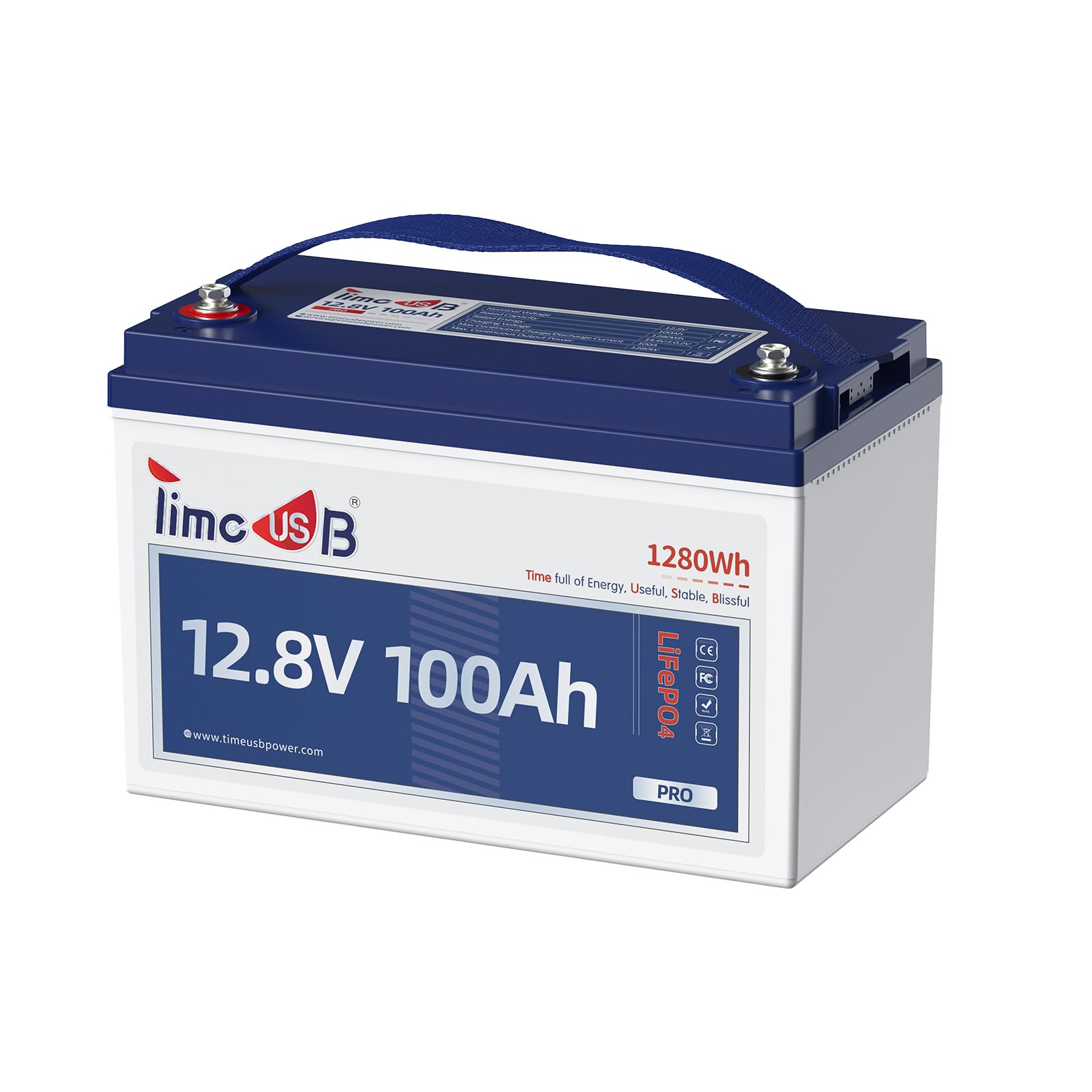 Timeusb 12V 50Ah Trolling Motor LiFePO4 Lithium Battery with Low-Temp Protection, 15000 Deep Cycle, Max. 60A Current at 30mins, 12V Battery for 20~70lb Boat Motor, Fish Finder, Instrument Panel etc.