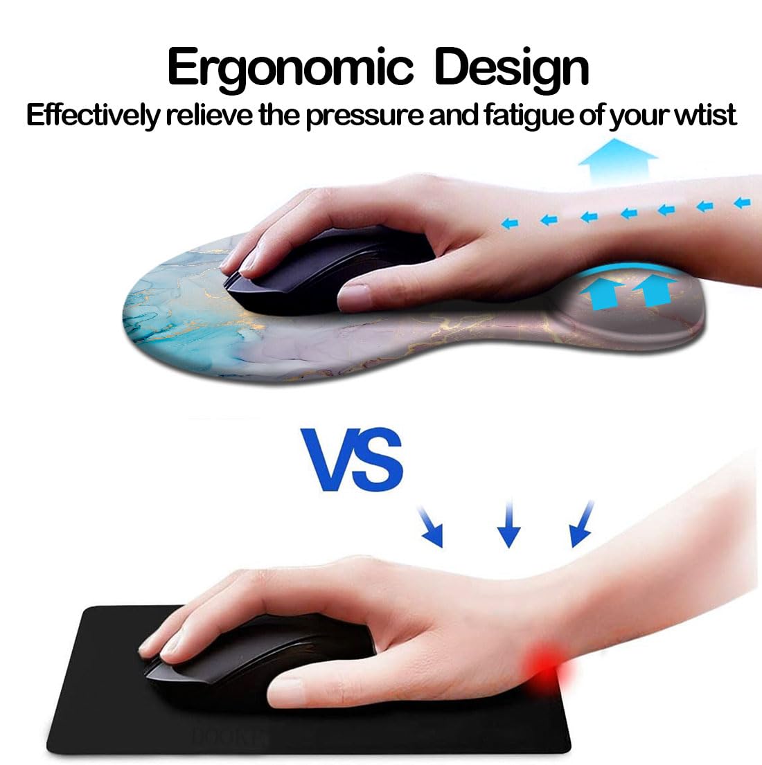 DOOKE Ergonomic Mouse Pad with Wrist Support and Coaster,Mouse Pads with Non-Slip PU Base for Home Office Working Studying Easy Typing & Pain Relief Aesthetic Art