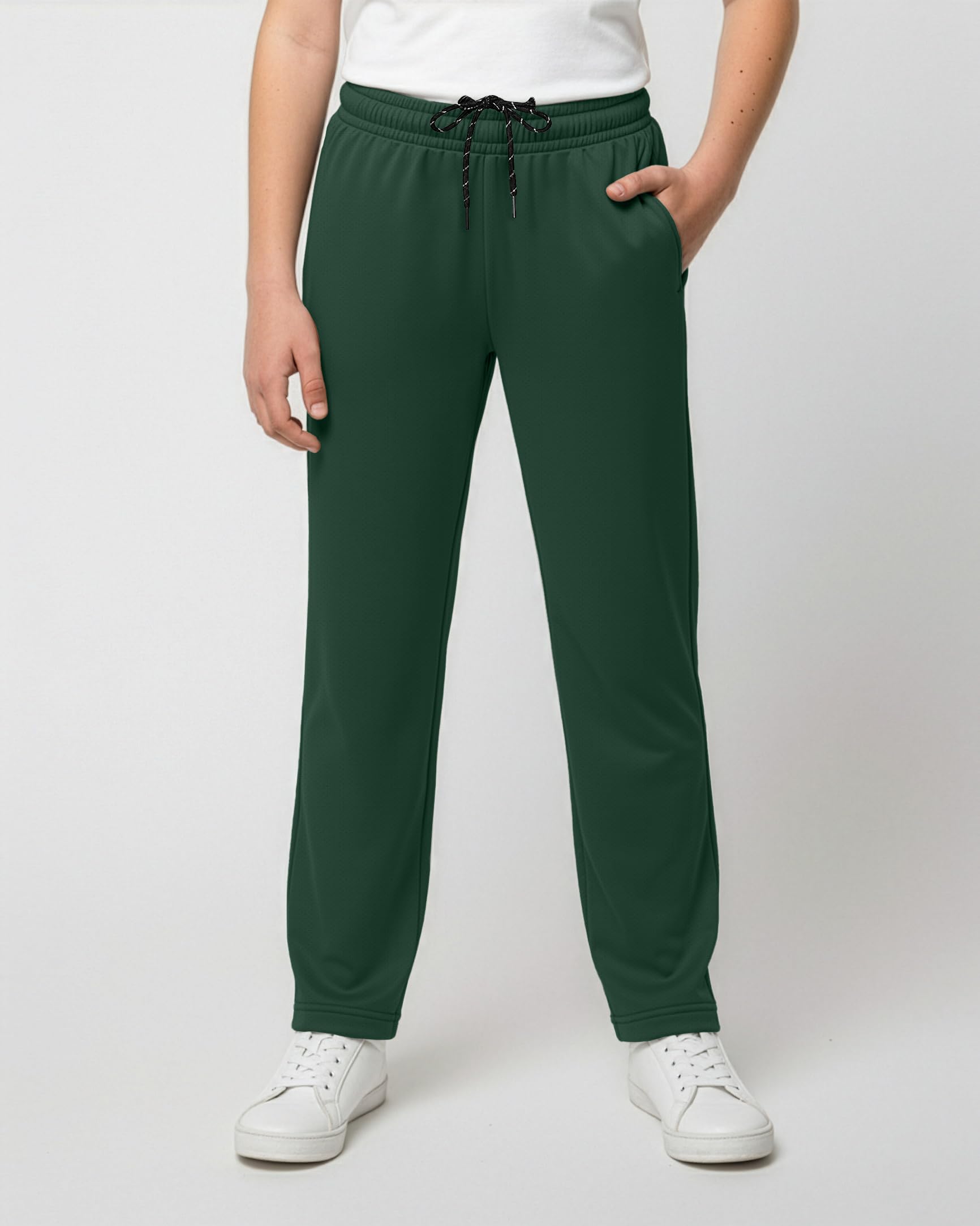Real Essentials 3 Pack: Boys' Mesh Open Bottom Active Sweatpants with Pockets & Drawstring