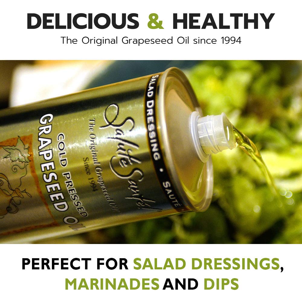 Salute Santé! Cold Pressed Grapeseed Oil – 500 ml 1-Pack — cooking oil, grapeseed oil — High Smoke Point, Neutral Flavor, Ideal for Frying, Baking & Salad Dressings Gourmet kitchen essential